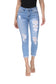 NiceQ Mid Waist Ripped Jeans for Women, Stretch Skinny Denim Jeans