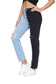 NiceQ Women’s High Waist Ripped Jeans Two Tone Straight Colorblock Denim Pants