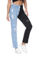 NiceQ Women’s High Waist Ripped Jeans Two Tone Straight Colorblock Denim Pants