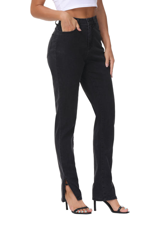 Black Split Hem Jeans